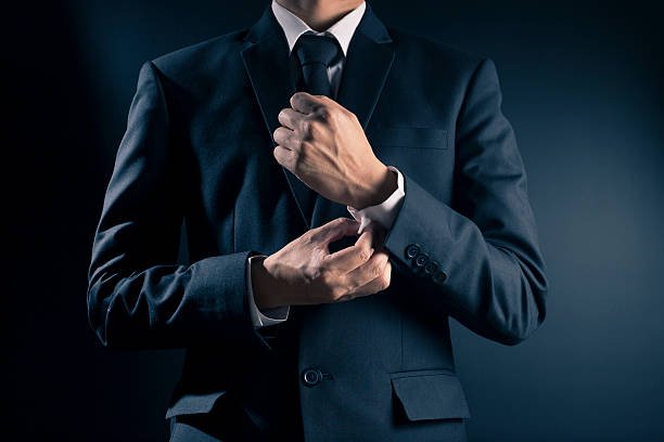 Handsome businessman in a blue suit and tie